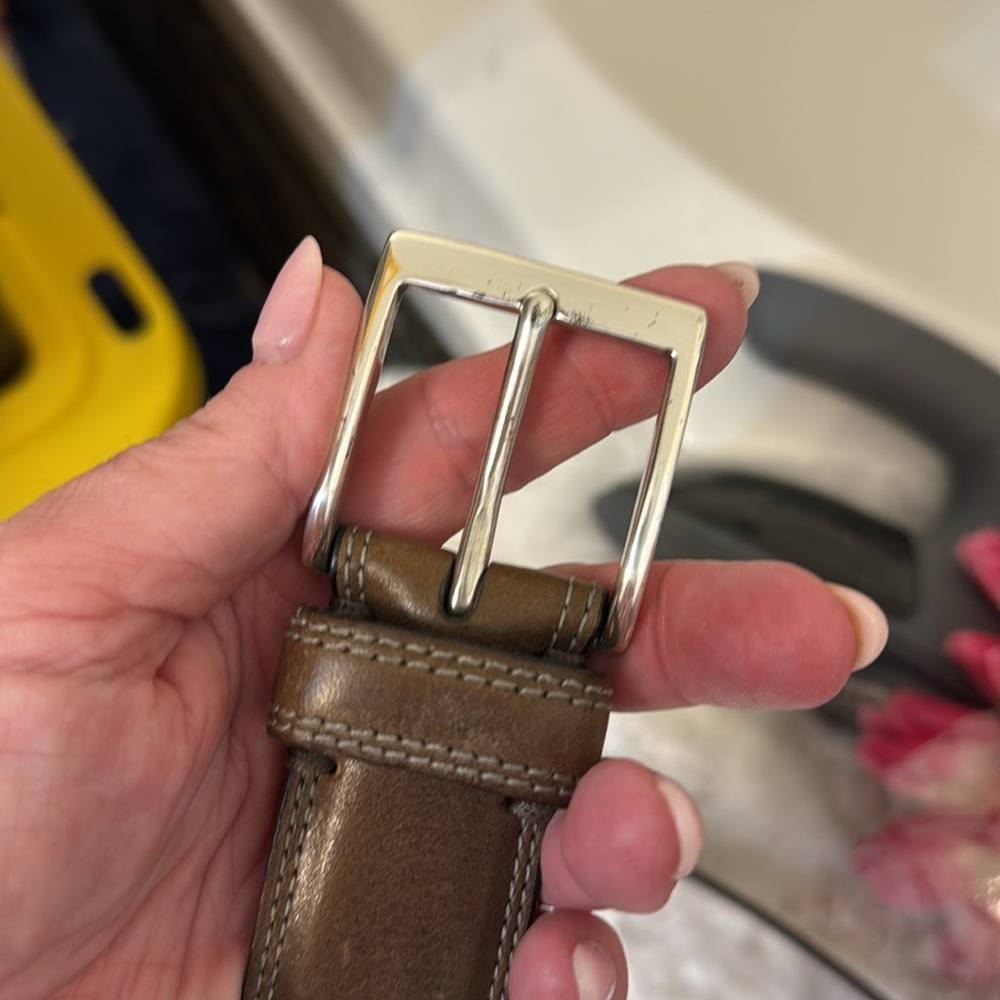 John Varvatos Brown Leather Belt - Picture 8 of 15